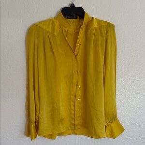 Vintage Thierry Mugler Vibrant Yellow silk shirt Blouse